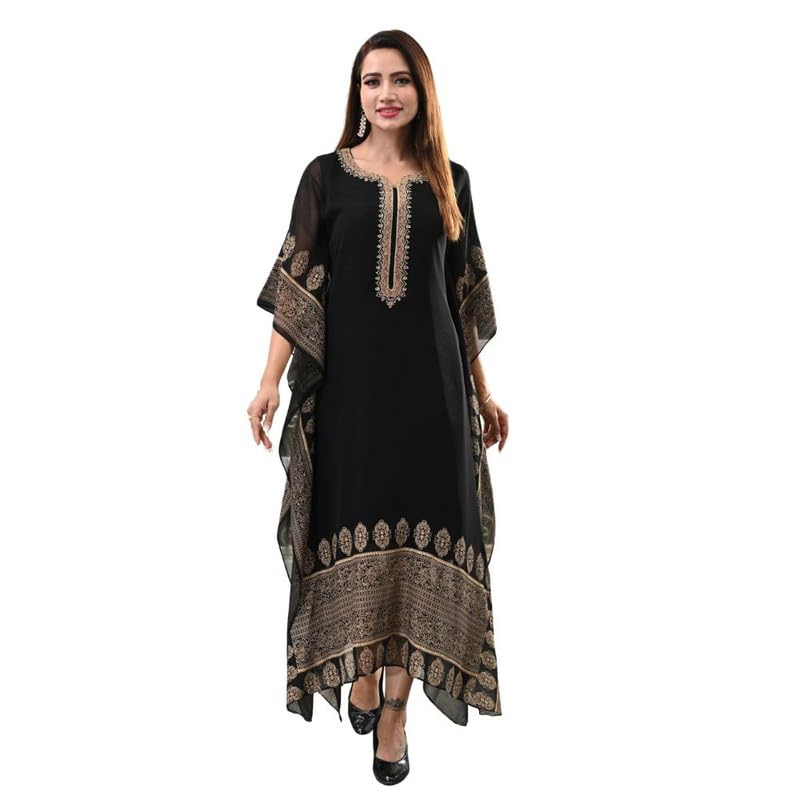 FREYAA GOLD HAND EMBROIDERY BLACK KAFTAN - Review, Price and Buying Guide