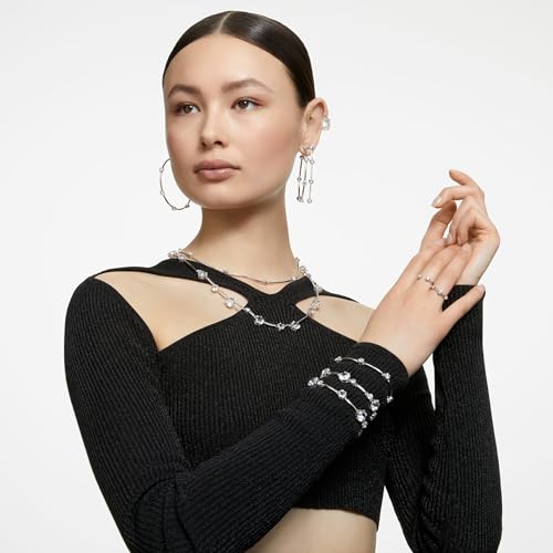 Swarovski Orecchini Pendenti Millenia, Taglio Ottagonale, Bianchi, Placcato Rodio - 6