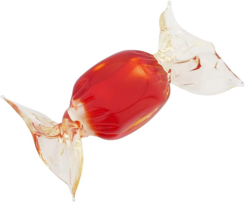 Glass Of Venice Murano Glass Candy - Red Orange Decorative Glass Ornament for Party, Favors, Christmas Tree Handmade in Venice, Italy