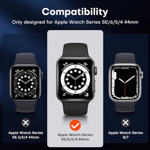 TAURI 2 Pack Waterproof Case for Apple Watch SE 3 /Series 6/5/4 /SE 44mm, [IP67 Waterproof Certified] with 9H Tempered Glass Screen Protector, [Full Protection] Slim Cover for iWatch 44mm - Black - Image 5
