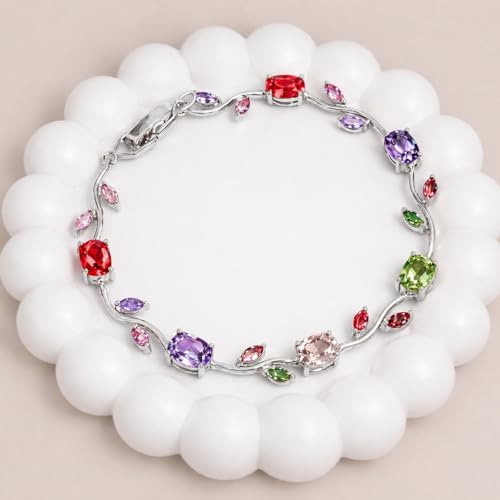 Image of Trendy Tulip Bracelet for Women | Gold Plated Pink Crystal Floral Bracelet | Elegant Minimalist Jewelry | Adjustable Chain Bracelet Gift for Girls Women | Stylish Party Daily Wear Accessory