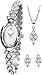 Price comparison product image Accurist Womens Japanese Quartz Silver Tone Watch Gift Set, With Pendant And Earrings, Oval Case With Bevelled Czech Crystal Glass Bezel, Jewellery Type Clasp, Mother Of Pearl Dial, 2 year guarantee.