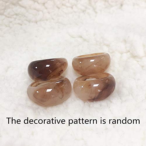 Set Resin Colorful Wide Thick Dome Knuckle Finger Stackable Joint Ring Retro Acrylic Transparent Vintage Jewelry Party Elegant Handmade Gift Diameter 18Mm Stylish Bold-5Pcs #TOP4