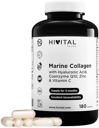 Marine Collagen with Hyaluronic Acid, Coenzyme Q10, Vitamin C & Z...