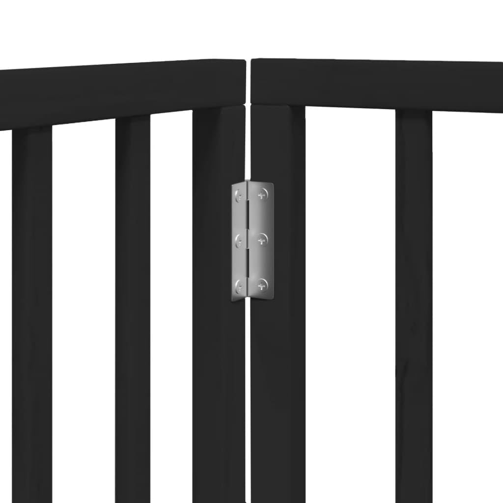 Homgoday Puerta para Perros Plegable 9 Paneles Madera álamo Negra 450 cm Barrera para Perros Plegable Valla para Mascotas Pequeña Barrera de Seguridad para Escalera Pasillo