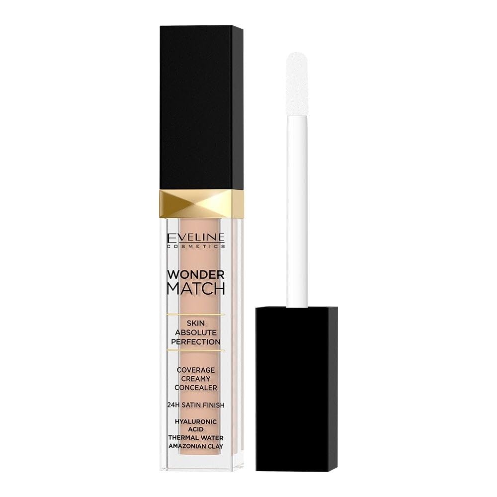 Eveline Cosmetics Wonder Match Wonder Match Liquid Concealer No 15 Natural with Hyaluronic Acid, Thermal Water & Amazonian Clay - Anti-Aging, Hydrating Formula