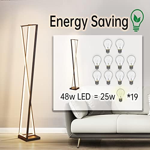 OERIY LED Floor Lamps, 3 Color Temperatures Dimmable Black Modern Spiral Creative Standing Light, 48W Memory Funcion Corner Lamp with Remote Control Standard Lamps Living Room Bedroom Office