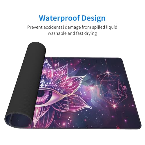 Image of Starry Sky Lotus Eyes Extended Gaming Mouse Pad, with Stitched Edges Large Mouse Pad Desk Protector, Rubber Base Mousepad Keyboard Mouses Mat for Work Game Office Home- 32 inch X 12 inch Inch,E47