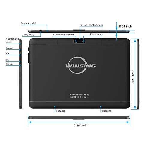 Tablet 10 inch, Android 8.1 Go Tablets PC, 3G Phablet with Dual Card Slot, Dual Camera, 1+16GB, GMS Certified, 1.3GHz, 1280x800 IPS, WiFi, Bluetooth, GPS - Black
