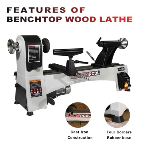 FINDBUYTOOL Wood Lathe, 12" x 21" Benchtop Variable Speed Midi Wood Lathe Machine, 3/4 HP, 6 AMP Motor, 2 Rotational Speed Range Settings (300-3500 RPM), Wood Lathe Machine - Image 7