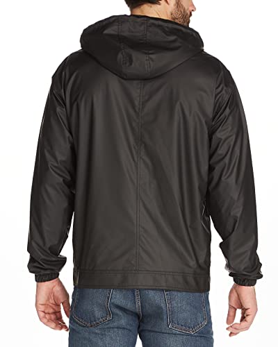 Image of Weatherproof Vintage Mens Lightweight Waterproof Coated Hooded Rain Jacket- Light Windbreaker Raincoat for Men- Rain Slicker