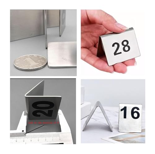 Cartes de numéro table double face acier inoxydable durable - 6