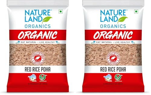 Image of Natureland Organics Red Rice Poha 500 Gm - Organic Healthy Poha (Pack of 2)