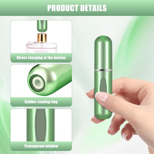 Image of Portable Mini Perfume Atomizer Bottle, 5ml /0.17oz Refillable Spray, Scent Pump Case, Travel Atomizer (Matte Grren)