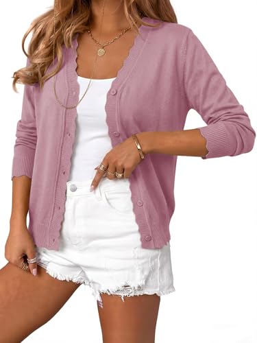 onlypuff Cardigan Sweaters Women Open Front Trendy Fall Outfit PinkPurple S - image 4