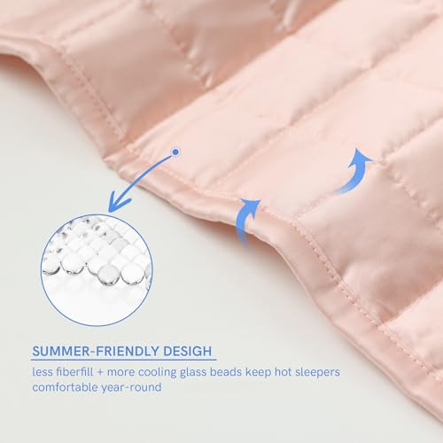 Image of YnM King Size Cooling Weighted Blanket for Adults (88x104 Inches, 20 Pounds, Pink Rose), Perfect for Hot Sleepers with Cooling Rayon /Glass Beads, Heavy Bed Blanket for Couple on Queen or King Bed