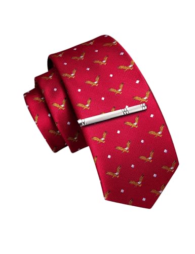 Image of Barry.Wang Silk Ties for Men Fun Necktie and Tie Clip Set for Wedding Party Business Formal Extra Long