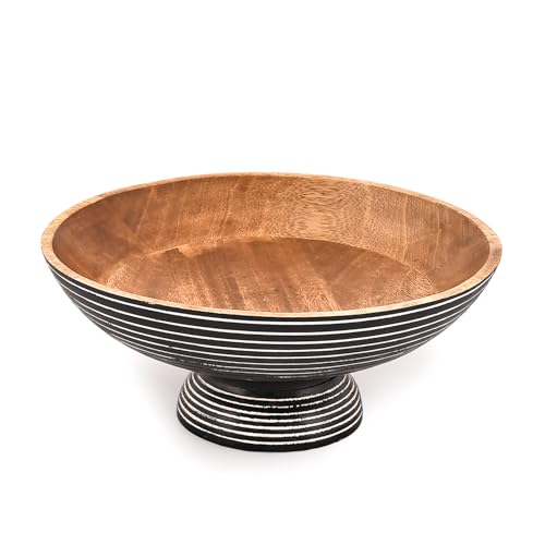 EDHAS Cuenco decorativo de madera de mango para decoración, cuenco grande de madera para centros de mesa de cocina, centro de mesa de comedor (12 x 12 x 4.75 pulgadas)