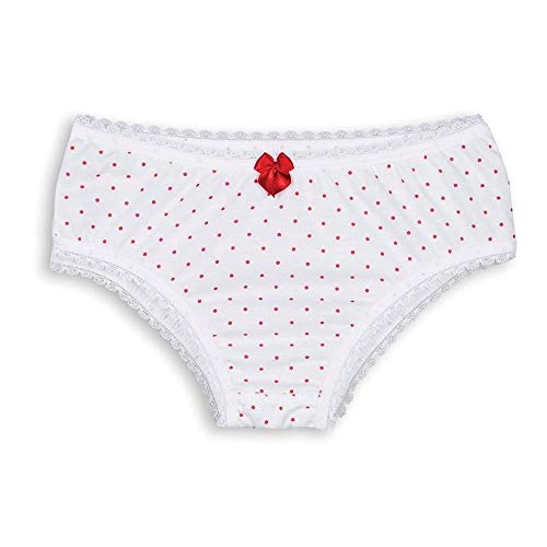 Calcinha Boyshort Lingerie, Lobinha, Meninas, Branca/Vermelha - 0903, M