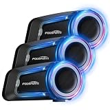 Fodsports FX7 Interfono Moto Mesh per 10 Motociclisti, Modalità Due Piloti & Gruppo, Contr...