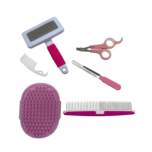 ペット グルーミング キット セット ウサギ 初心者 簡単 小動物 フェレット モルモット 子犬 子猫 (ピンク)