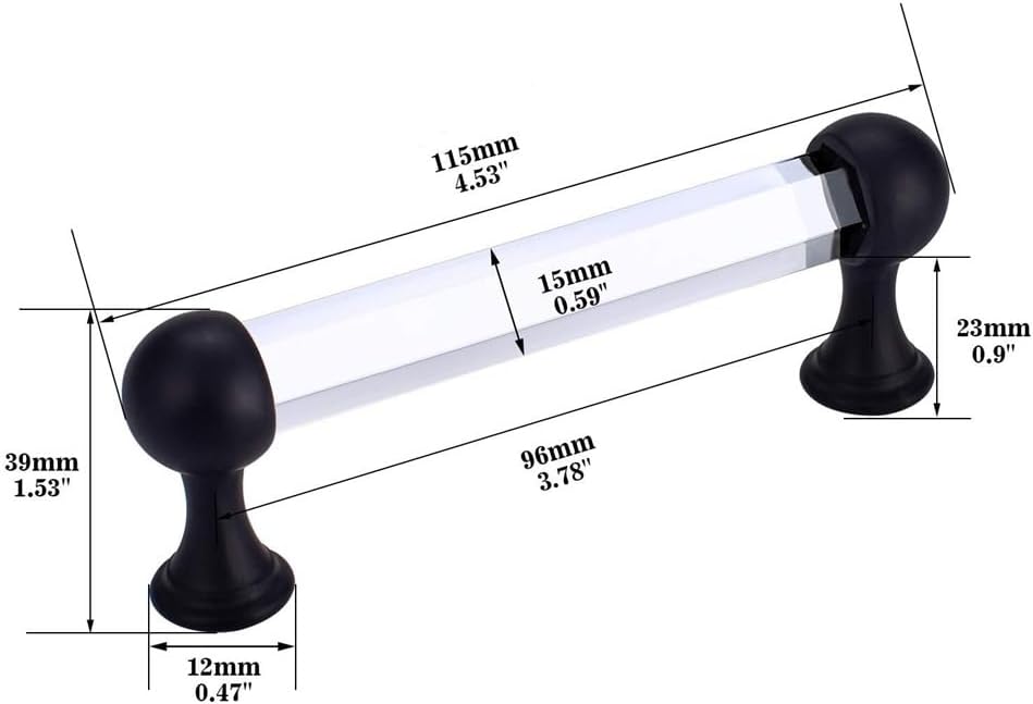 Handker Door Closet Zinc Alloy Two-Color Door Handle Crystal Hole
