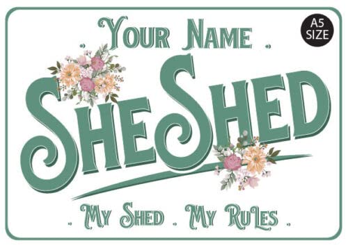ELITEPRINT Personalised She Shed Sign Metal Garden Wall Door Decor Accessory Female Plaque - Wall...