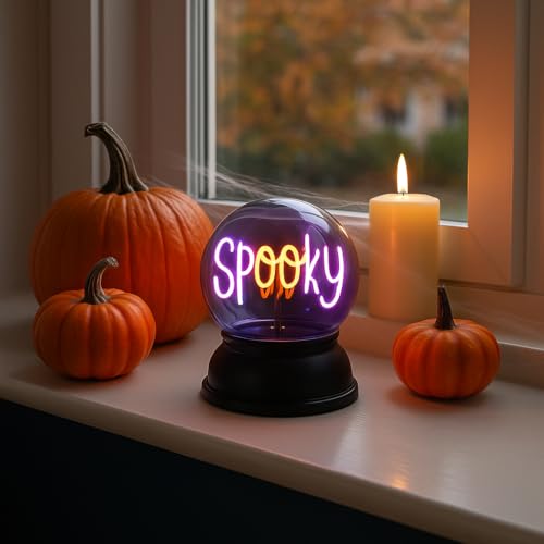 Globe Halloween 14 cm LED violette SPOOKY décos de table - 7