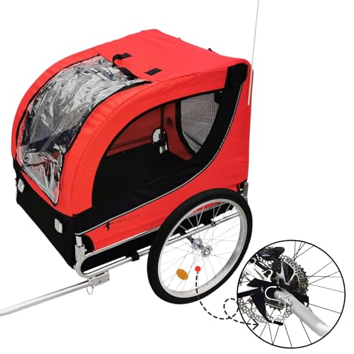 Hundeanhänger für Fahrrad - Fahrradanhänger für Hunde - Rad Hundeanhänger - Fahrrad Hundeanhänger - Hundeanhänger für e-Bike - Hundefahrradanhänger Hunde - Hunde Anhänger - Transporter - rot bis 40kg