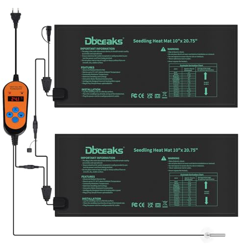 DBREAKS 2 PCS Tappetino Riscaldante per Piante con Termostato, 30W Tappetino Riscaldante Impermeabile per Serra, Caldo Cuscinetto di Riscaldamento idroponico per Piantine, Animali Domestici e rettili
