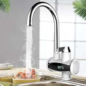 Magnova Store Instant Electric Water Heater Faucet Hot Tap with Shower Home-Kitchen- Bathroom LED Temperature Electric Heating Tankless Water Heaters with Shower(3000W) (Water Heater Tap)