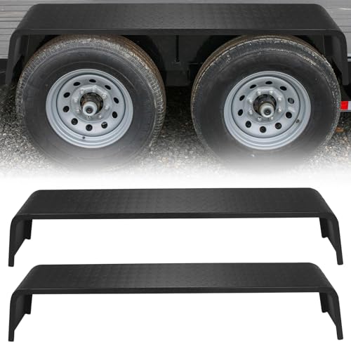 CHEINAUTO Heavy Duty Steel Diamond Plate Tandem Axle Trailer Fenders 72-7/8\"x10-1/4\"x13\" (Fit 13\"-15\" Tires) - 2 Pcs