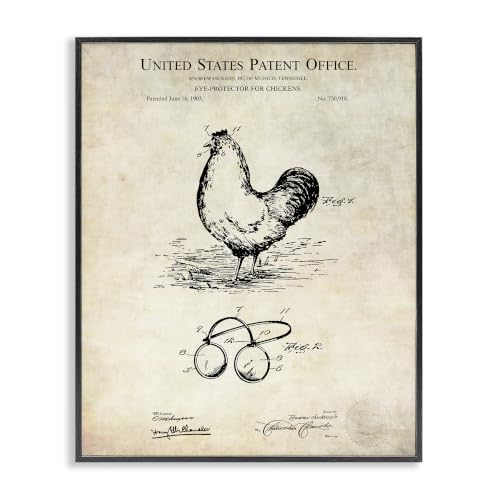 Vintage Chicken Blueprint Diagram Humor, 11 x 14 Inch Framed Giclée Print