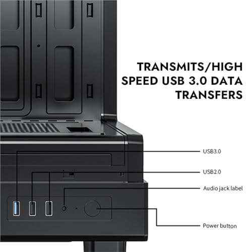 DB330M Gabinete para PC Desktop Micro-ATX, Panel Doble de Cristal Transparente 270°, USB3.0, Torre Media Gamer miniatura 3