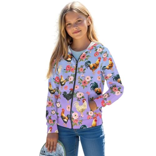 Zip Up Hoodies for Boys Girls Long Sleeve Sport Sweatshirts with Pockets for 6-16 Years Youth Teens Kids,S-XL Size