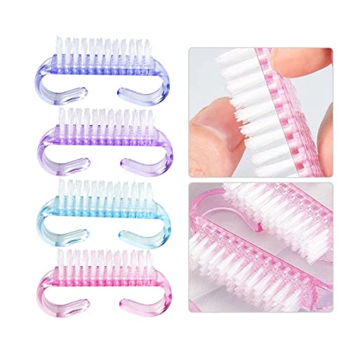 PKOUVOO 4 Pièces Brosse Ongles à Manche Brosse de Nettoyage pour Récurer Les Ongle Brosses à Ongles, Brosse de nettoyage des ongles en plastiqu