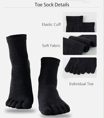 10 Pairs Toe Socks Cotton Breathable Athletic Running Ankle Five Finger Sock for Men Women Size 6-103
