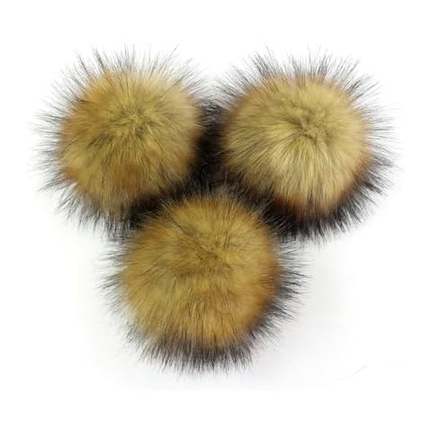 Pompoms for Hats DIY, Pompoms Ball for Knitting Hats with Press Snap (Nature Color (3pcs)) Cover
