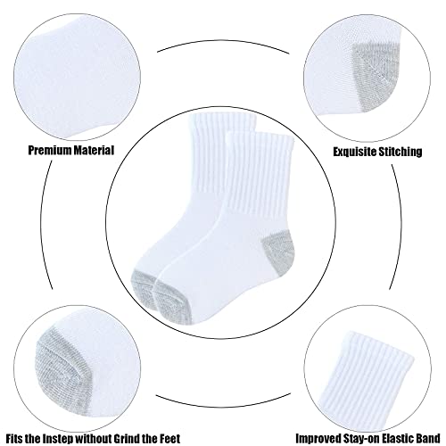 JAMEGIO Boys Crew Socks 6 Pairs White Cotton Athletic Socks for Toddlers Boys Girls2