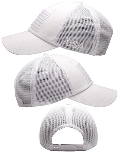 Image of Antourage American Flag Unconstructed Unisex Mesh Snapback Baseball Hat Cap for Men and Women +2 Patriotic Patches Included