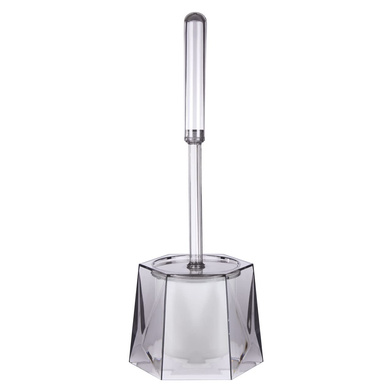 Dow Grey Acrylic Bath Bathroom Cleaning White Bristle Toilet Brush with Holder