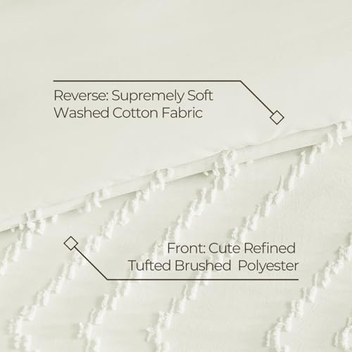 Image of Litanika Ivory California King Size Comforter Set with Sheets - 7 Pieces Bed in a Bag California King Boho Tufted Complete Bedding Sets with Comforter, Sheets, Pillowcases & Shams
