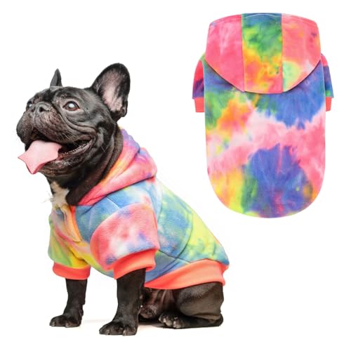 Image of BEAUTYZOO Tie Dye Dog Hoodie Sweaters for Small Medium Size Dogs Girls Boys- Premium Quality, Ultra Soft, Superior Comfort Fit,Breathable Fleece Hooded Sweatshirt- Cold Weather Pet Clothes Winter Coat