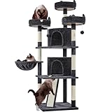 Picture of Yaheetech 68.5in Cat Tree for Large Cats, Multi-Level Cat Tower with 3 Wide Perches, Large Condo, Stable Pet Play House w/Sisal-Covered Scratching Posts & Board, Black