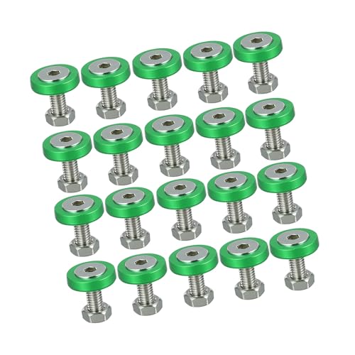 VekAuto 20 Pcs Car Motorcycle Green M6 Fender Bumper Washer Bolt Nuts Kit Aluminum Alloy Engine Bay Fastener Auto Accessories