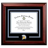 Campus Images San Jose State University Diploma Frame 8.5 x 11 – Satin Mahogany with Printed CSUN Logo – Black & Royal Blue Mats – Official Graduation Certificate Display
