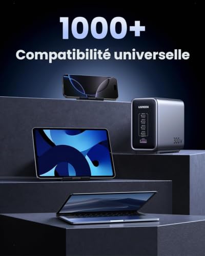 Ugreen 90903B Chargeur d'appareils Mobiles Universel Noir, Gris Secteur Charge Rapide Intérieure