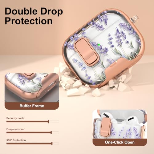 Image of for AirPods Pro 2 /1 Case with Safety Lock & Phone Stand, Lavender