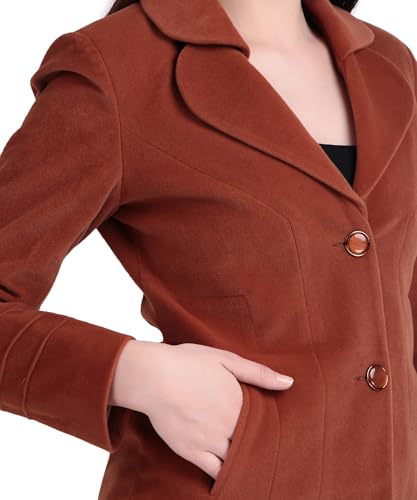 Image of Women's Wool Blend Long Coat with Stylish Lapel Collar and Button Closure - Elegant Winter Overcoat for Casual & Formal Wear