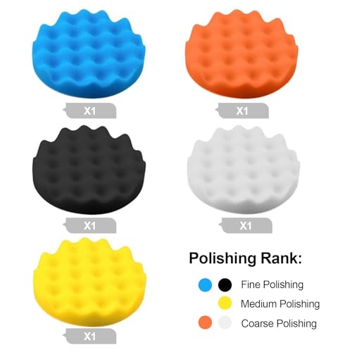Harewu Kit de almofadas de polimento de 17 peças, almofadas de polimento de esponja de 7,6 cm, tampã